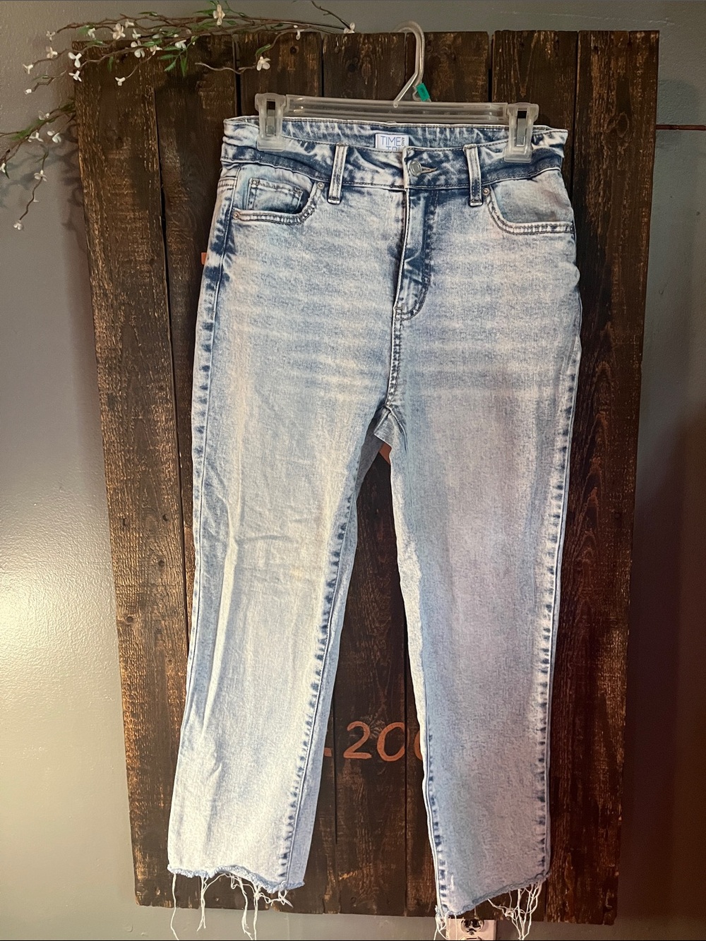 Time and Tru Light Wash High-Rise Ankle Jeans